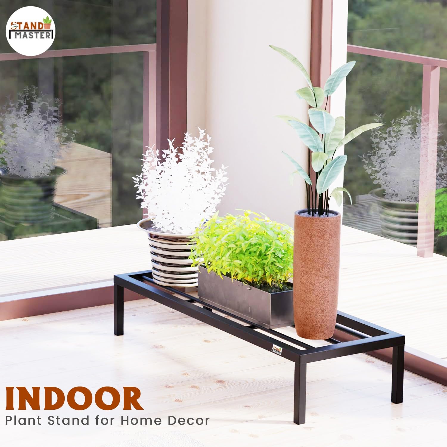 Stand Master Plant Stand For Balcony & Living Room Anti-Rust Pot Stand For Outdoor & Indoor Planters Gamla Flowerpot Garden Stand Plant Stands For Balcony Decoration Black Color 24 Inch | Plant Stand For Living Room (Set of 1) - Image 4 thumbnail