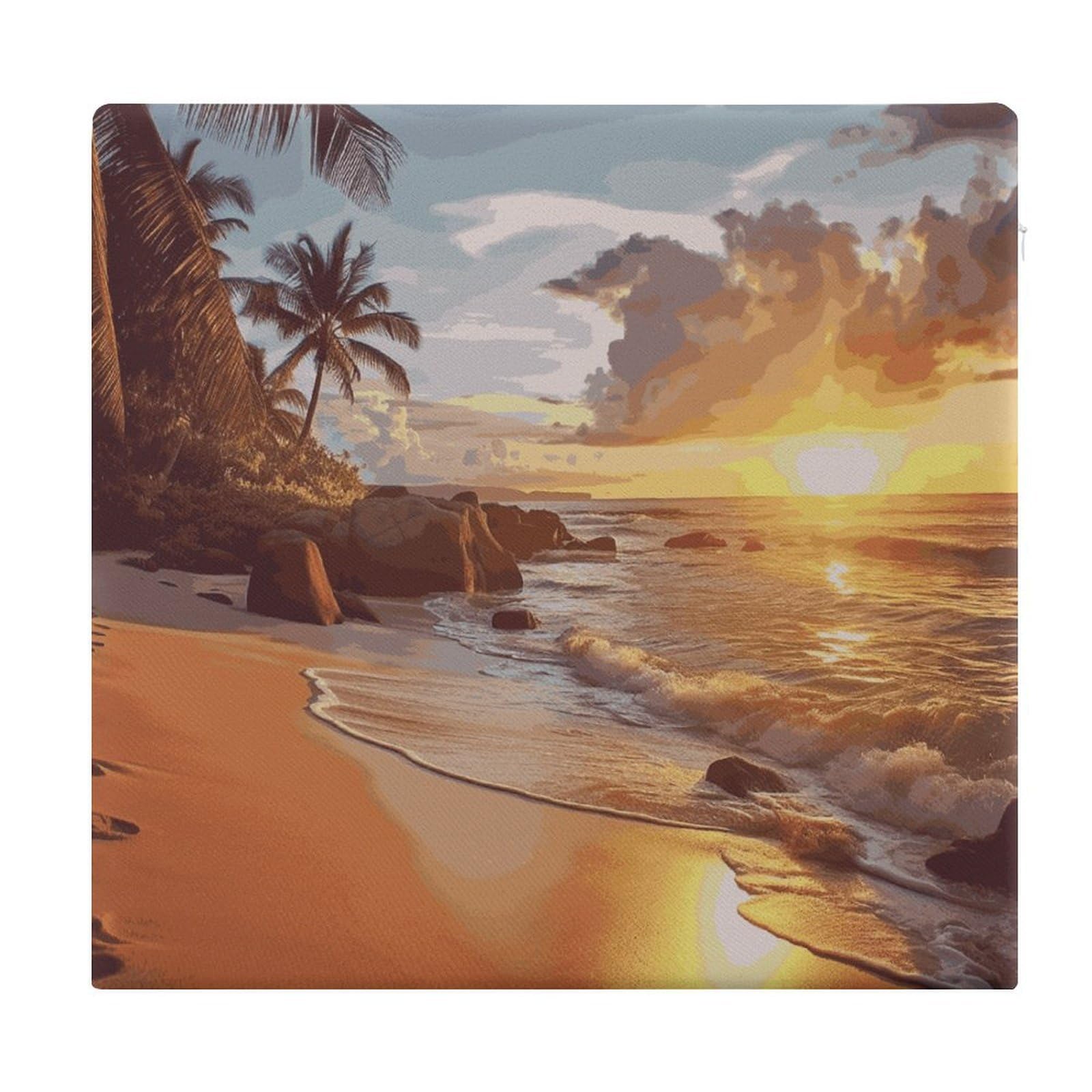 LDGSUPH Tropical Beach Sunset Seat Cushion Office Chair Cushion Square Cushion Cushion Cushion Cushion Soft Floor Cushion Cozy Couch Cushion Support Memory Foam Chair Pad for Home Travel Car