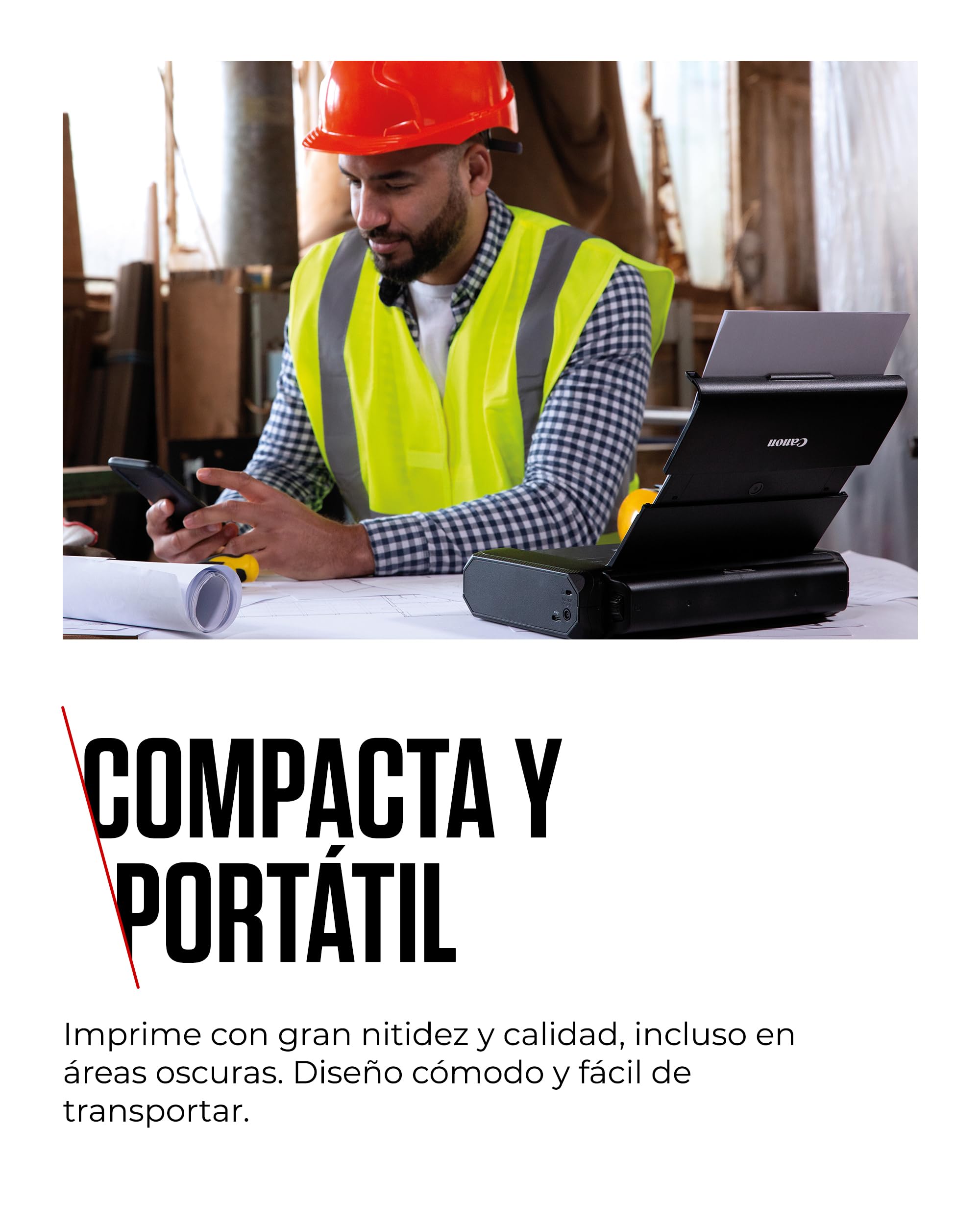 Canon MAXIFY BX110 Impresora Pequeña Inalámbrica - Batería Recargable - Imprime hasta A4 Desde Ordenador, Smartphone | Ideal para Teletrabajo y Viajes