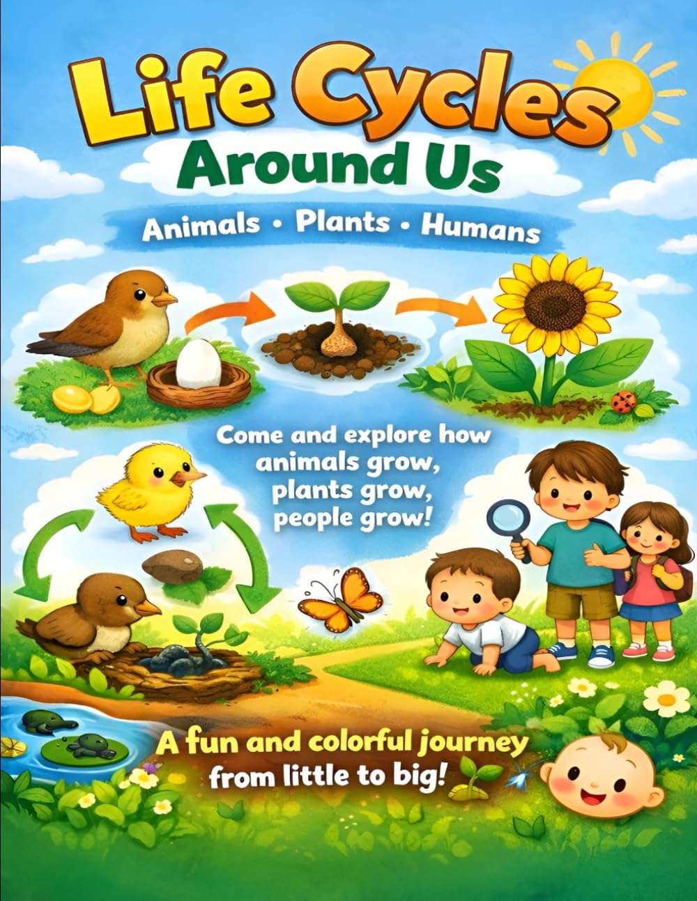 Life Cycles for Curious Kids: Animals, Plants, and Humans Explained with Colorful Illustrations (Ages 4–8)