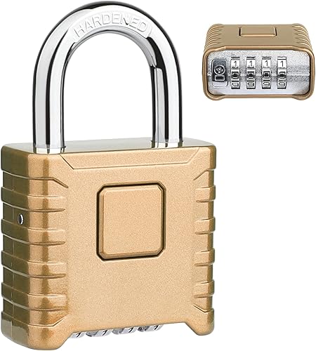 Miniatura 18 de Candado de combinación de grillete largo de 2.3 pulgadas, Diyife Candado grande y resistente para exteriores [Desbloqueo de un toque] [Resistente a