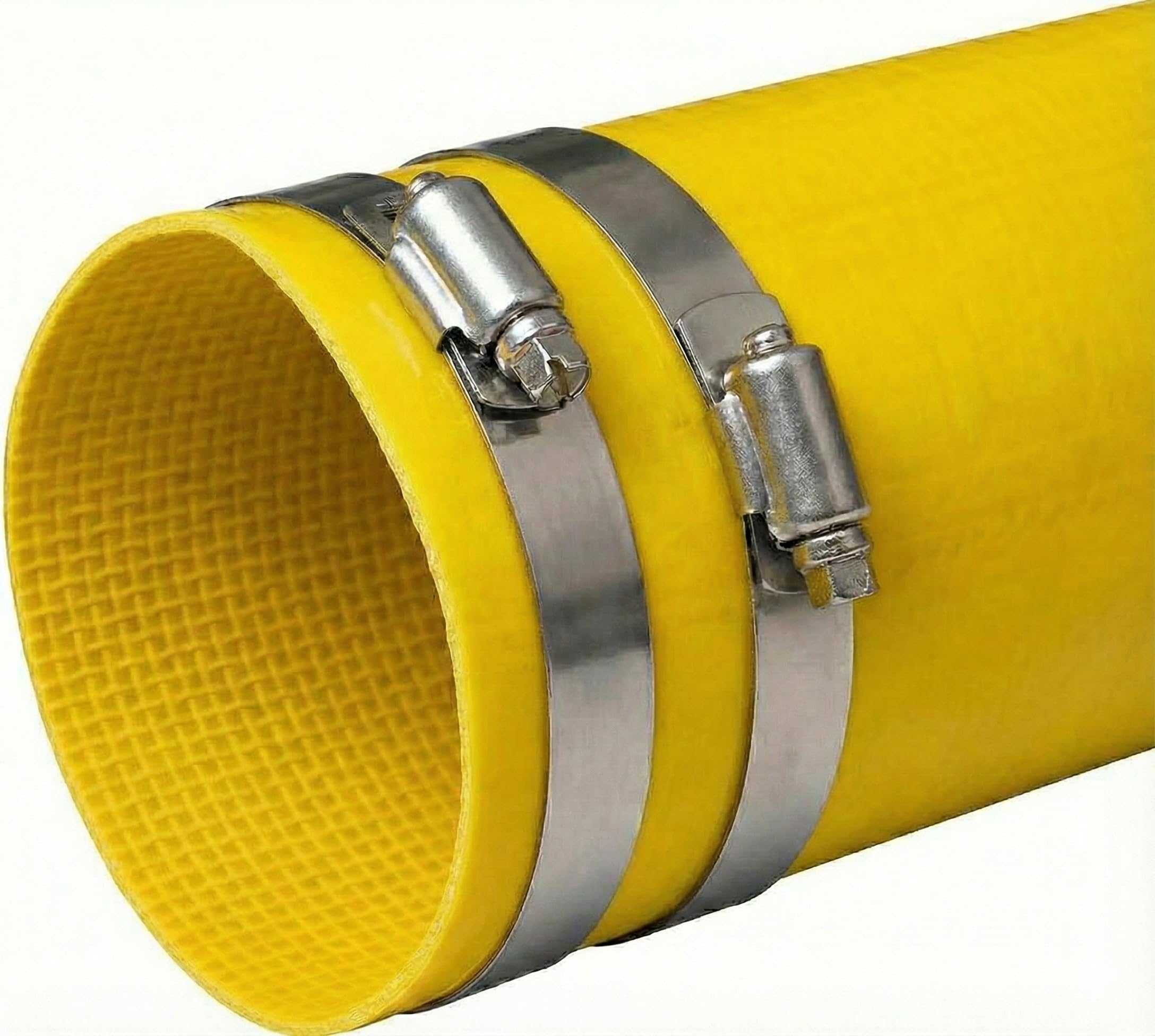 10 Metre (32.8ft) x 63mm (2½") Lay Flat Hose Pipe + Hose Clips Yellow