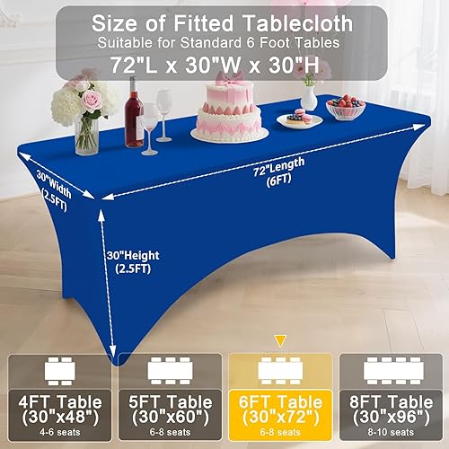 Miniatura 149 de Smiry Paquete de 2 manteles de elastano de 6 pies, elásticos ajustables, lavables y sin arrugas, rectangulares para mesa de patio, para exteriores,