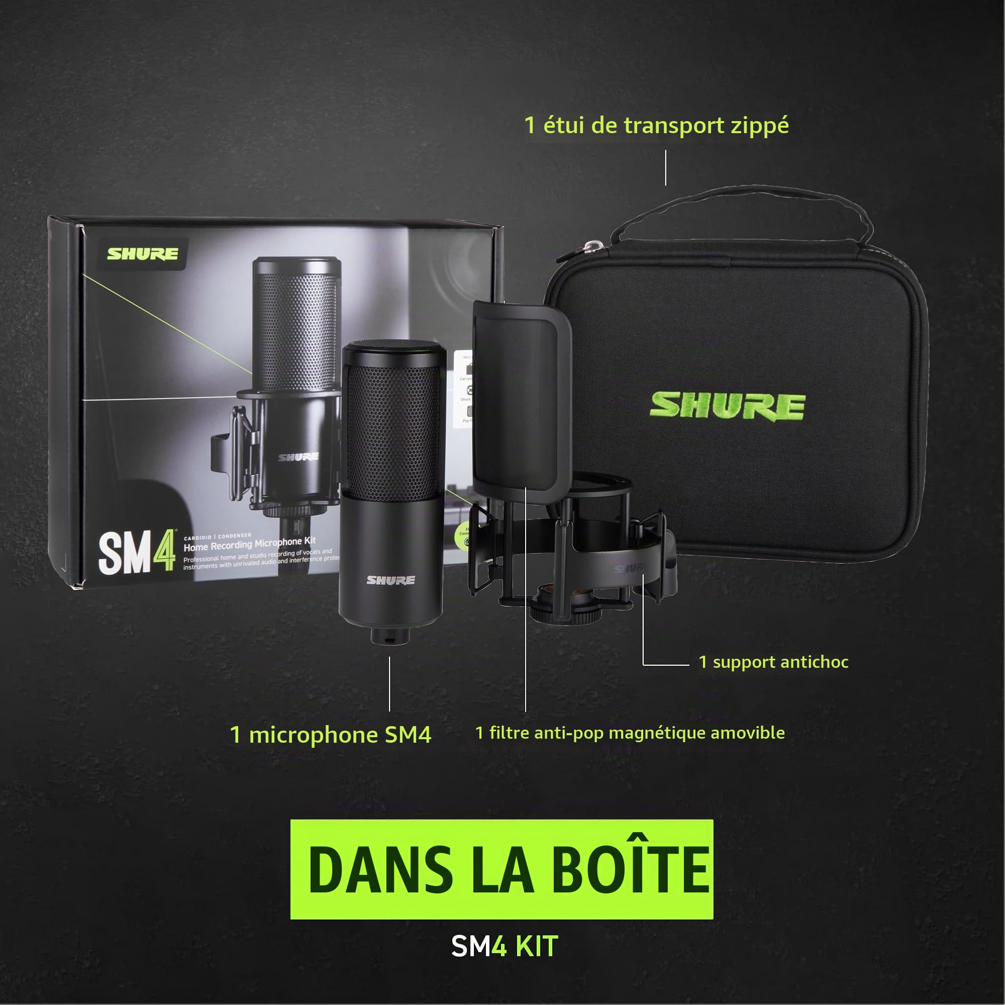 Shure SM4 Kit Microphone à Condensateur XLR de Studio pour Enregistrement