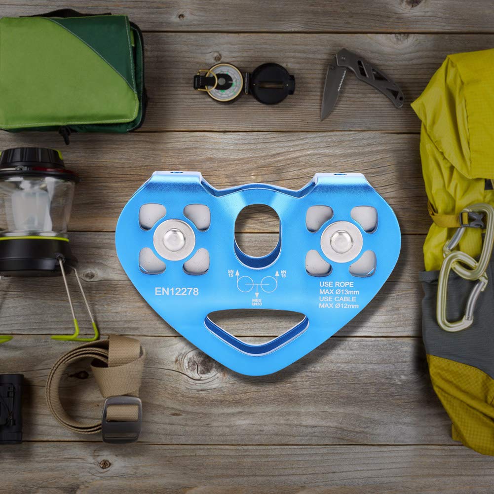 30KN Dual Pulley Zip Line Rettungskabelwagen, für 13 Mm Seil, Edelstahl mit Luftfahrtaluminium, für Outdoor-Erkundungen, Bergsteigen