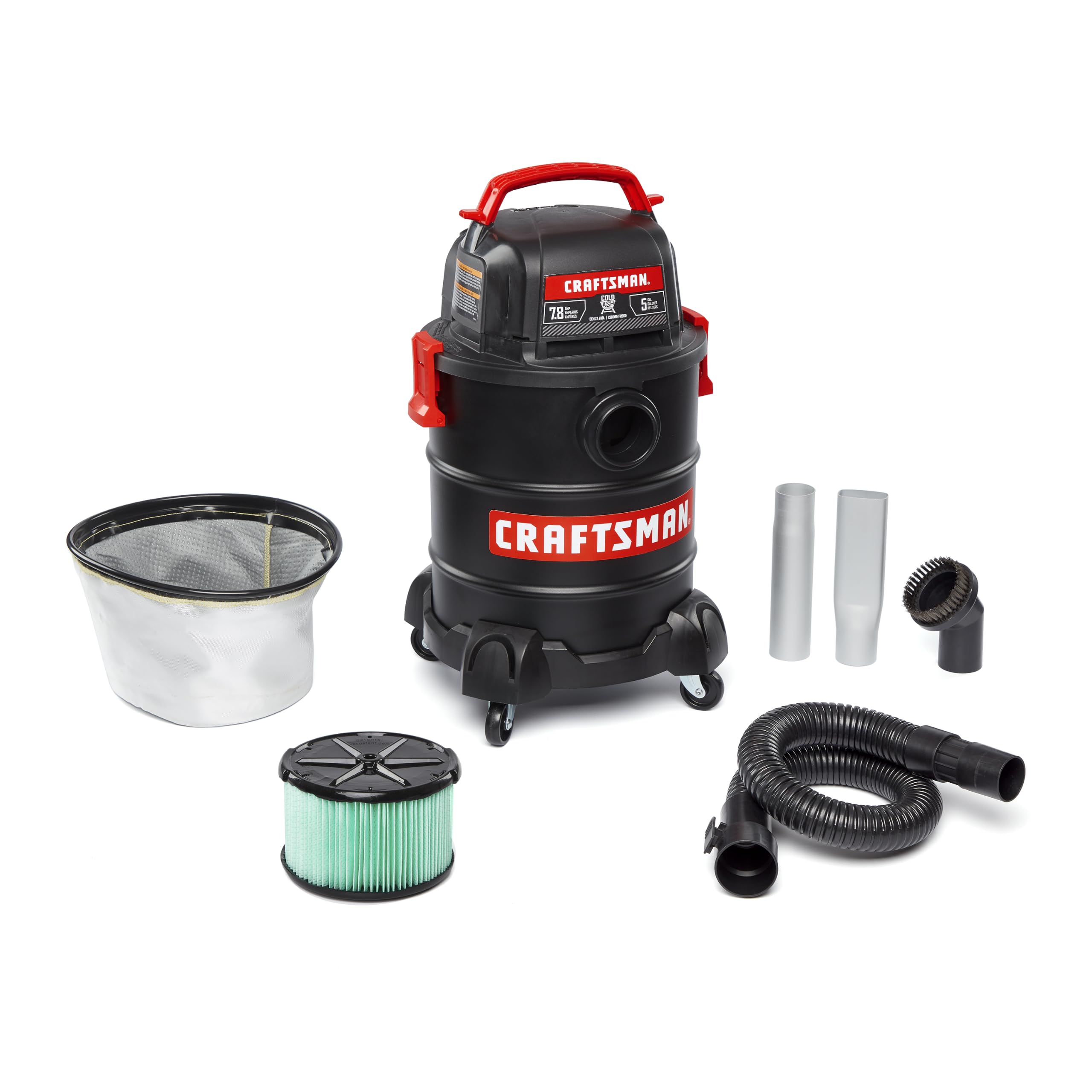 CRAFTSMAN CMXEVBE17050 5 Gallon 7.8 Amp Ash and Grilling Vacuum, Portable Dry Only Shop Vacuum with Drum Filter, Cartridge Filter, Hose and Attachments for Cool/Dry Ash Cleaning-picture-23