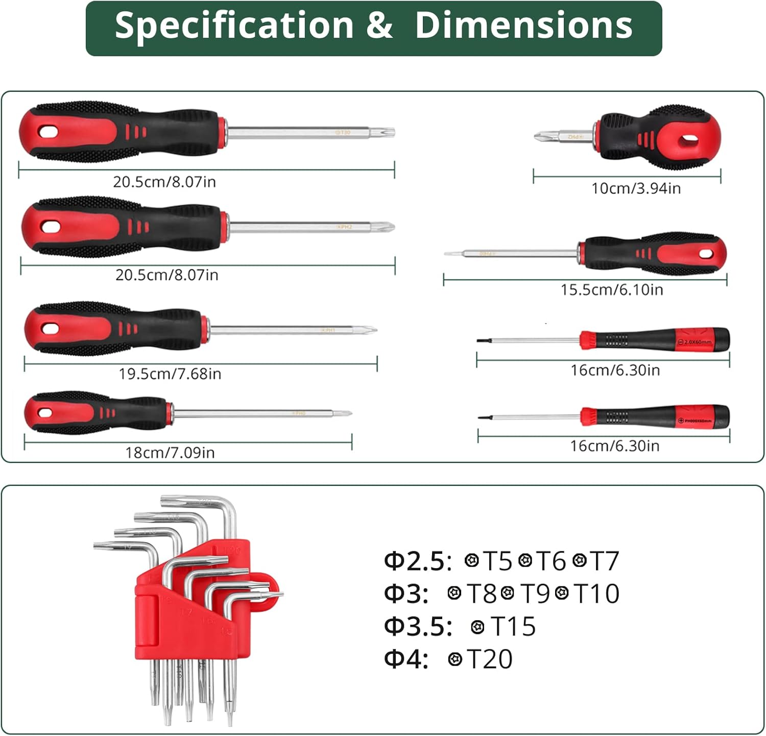 JiGiU 8-Piece Magnetic Screwdriver Set 2 in 1 Dual Purpose Screwdrivers Removable Magnetic Phillips Screwdriver and Flat Head Screwdriver Tool Kit with 8 Hex Keys for Home Repair, Improvement, Craft 5 71u9vvrkKbL. AC SL1500