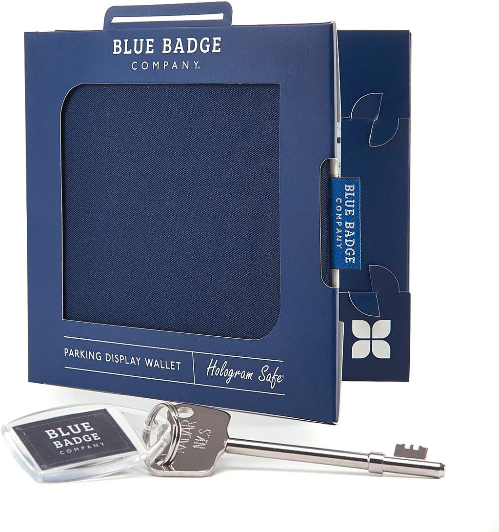 Blue Badge Co Navy Dril Hologram-Safe Wallet with Radar Key, Disabled Parking Permit Cover Holder Includes Timer Clock, Disabled Badge Holder for Car