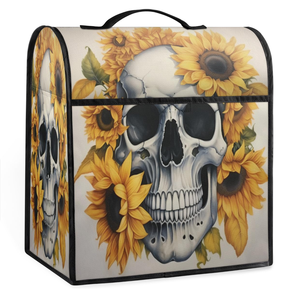 Coffee Maker Cover Sunflower Skull Printing Kitchen Appliance Covers Small Appliance Covers Blender Cover Juicer Cover Dust Covers for Kitchen Appliances with Top Handle and Pockets,Washable,C89