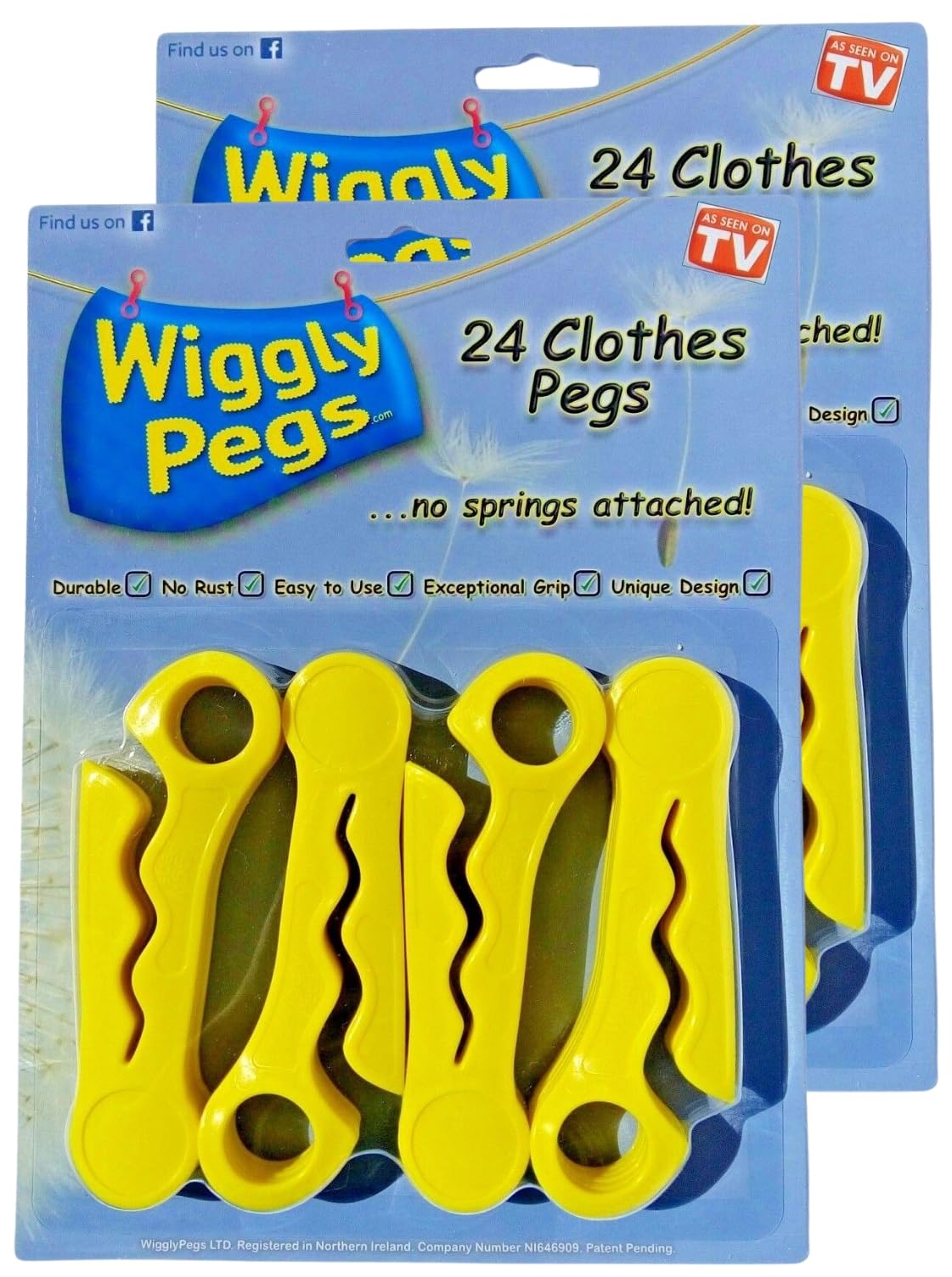 WigglyPegs Clothes Pegs, No Spring, Easy Grip Arthritis friendly, Durable, Exceptional Grip