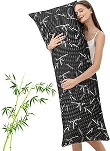 Full Body Pillow with Removable Pillowcase for Adults,(Memory Foam Filling)(Long Pillow for Side Sleepers) (Fluffy and Firm)(Adjustable Filling)(20×54 Inch,Black)