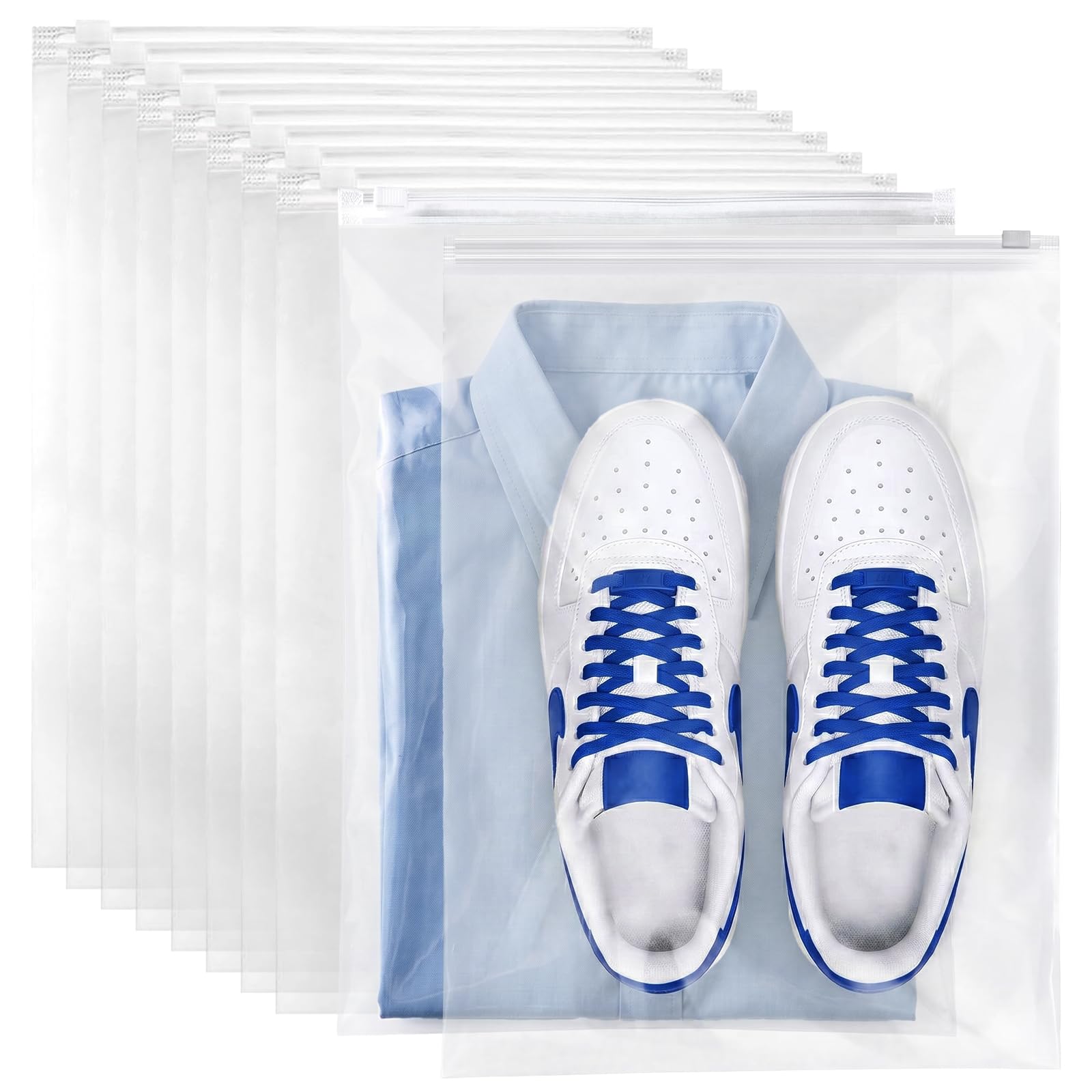 Reusable Ziplock Bags for Clothes,40 Pcs 40x30cm Plastic Large Clear Bags for Travel Waterproof Packing Bags for Clothes Shoe Cosmetics