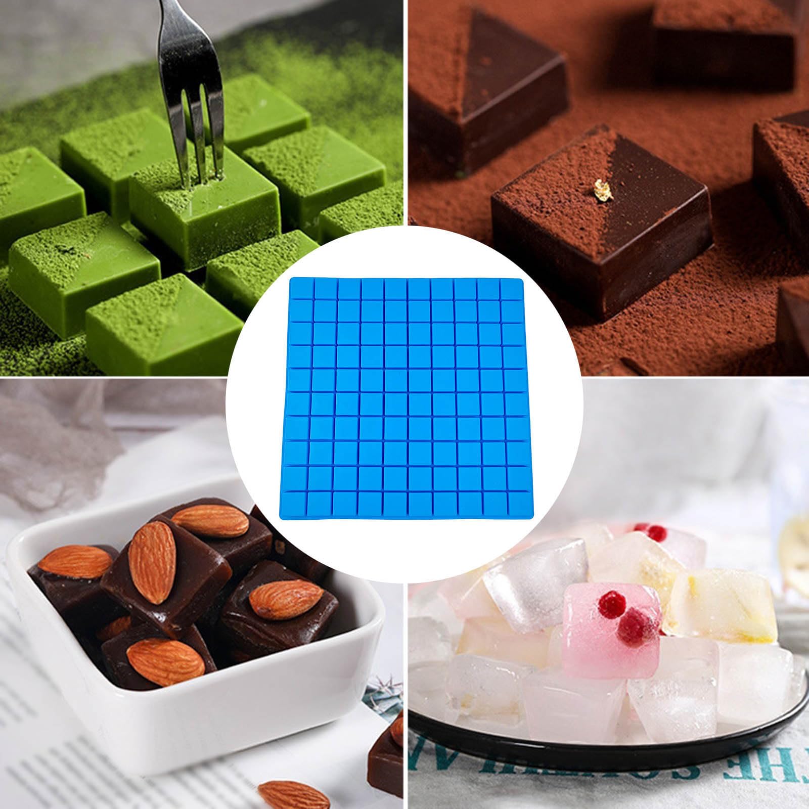 Bandeja cuadrada pequeña con 100 rejillas, molde de silicona de grado alimenticio para whisky, cócteles, camareros, máquina de hielo para drin y fiestas