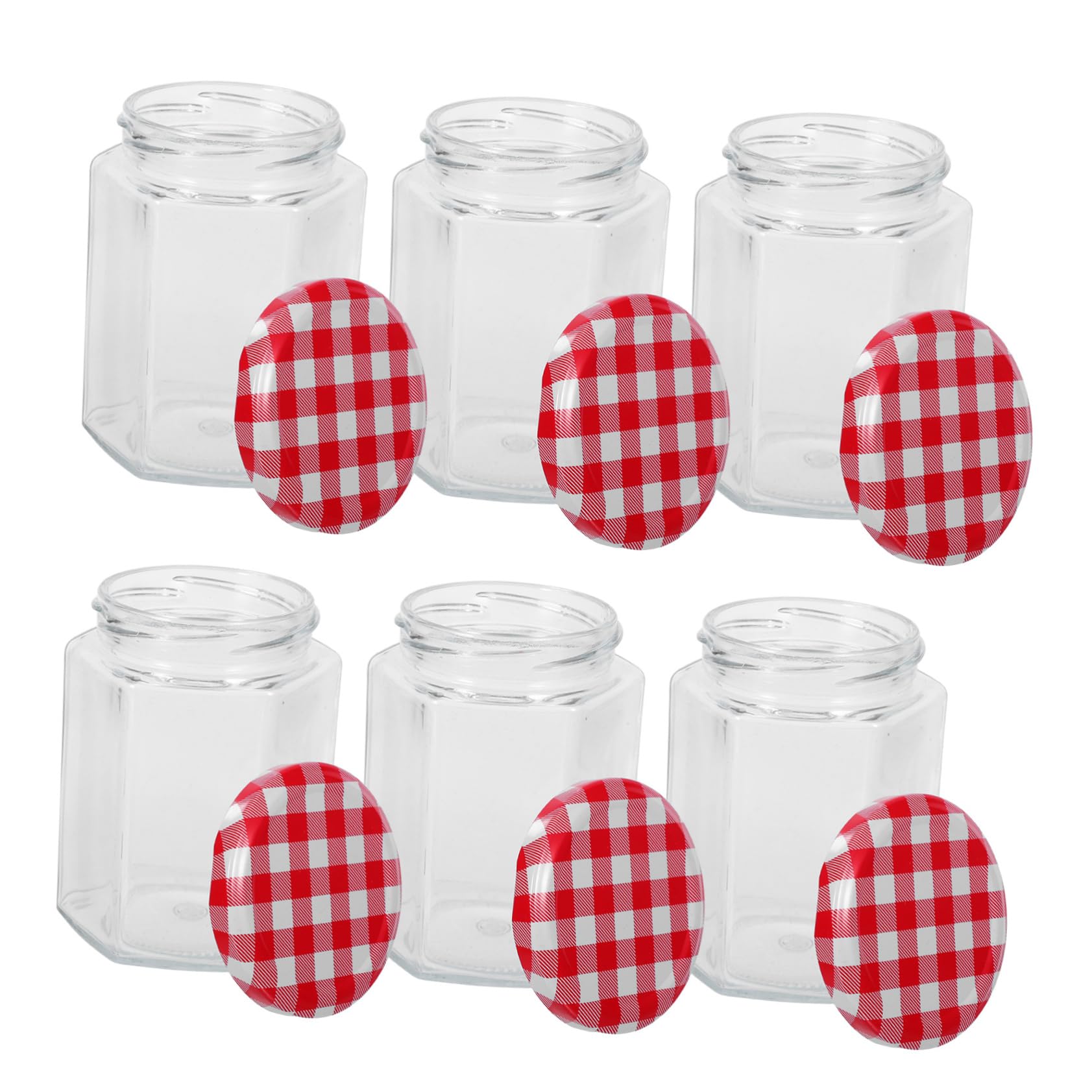 MAGICLULU 6 Stück Kleine Hexagon Marmeladengläser mit Luftdichtem Deckel Klare Behälter für Marmelade Diy Kerzenherstellung und Küchenlagerung