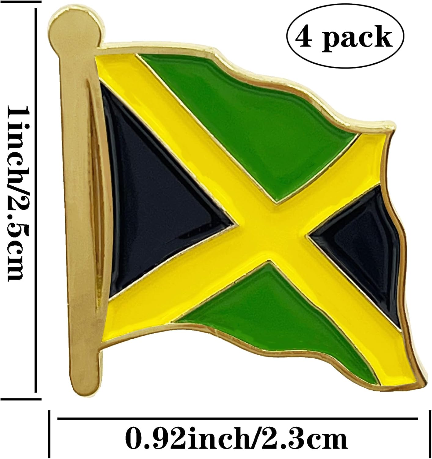 stidsds Jamaica Flag Pin - Jamaica Flags Pins Lapel Jamaican Flag Enamel Lapel Pin Men Women Suit & Waving Patriotic Metal Badge Souvenir Hat Backpacks Decoration(4 Pack) - Image 2