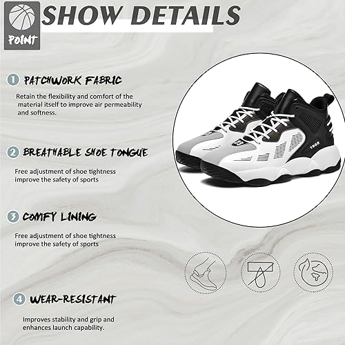 Miniatura 3 de CJSPORX Zapatos de baloncesto para hombre, transpirables, antideslizantes, zapatillas deportivas de moda