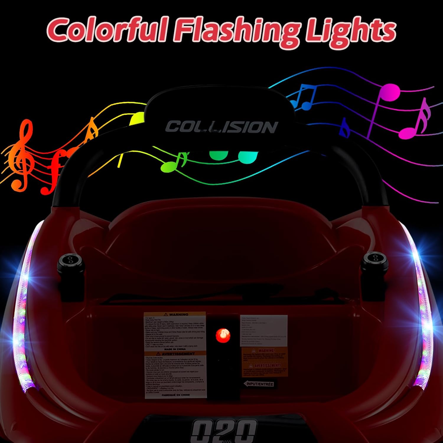 OLAKIDS Bumper Car for Toddlers, 12V Kids Electric Ride on Toy with Remote Control, Battery Powered Vehicle Racer for Baby, 360 Degree Spin Rotation, Colorful Flashing LED Lights, Music (Red)