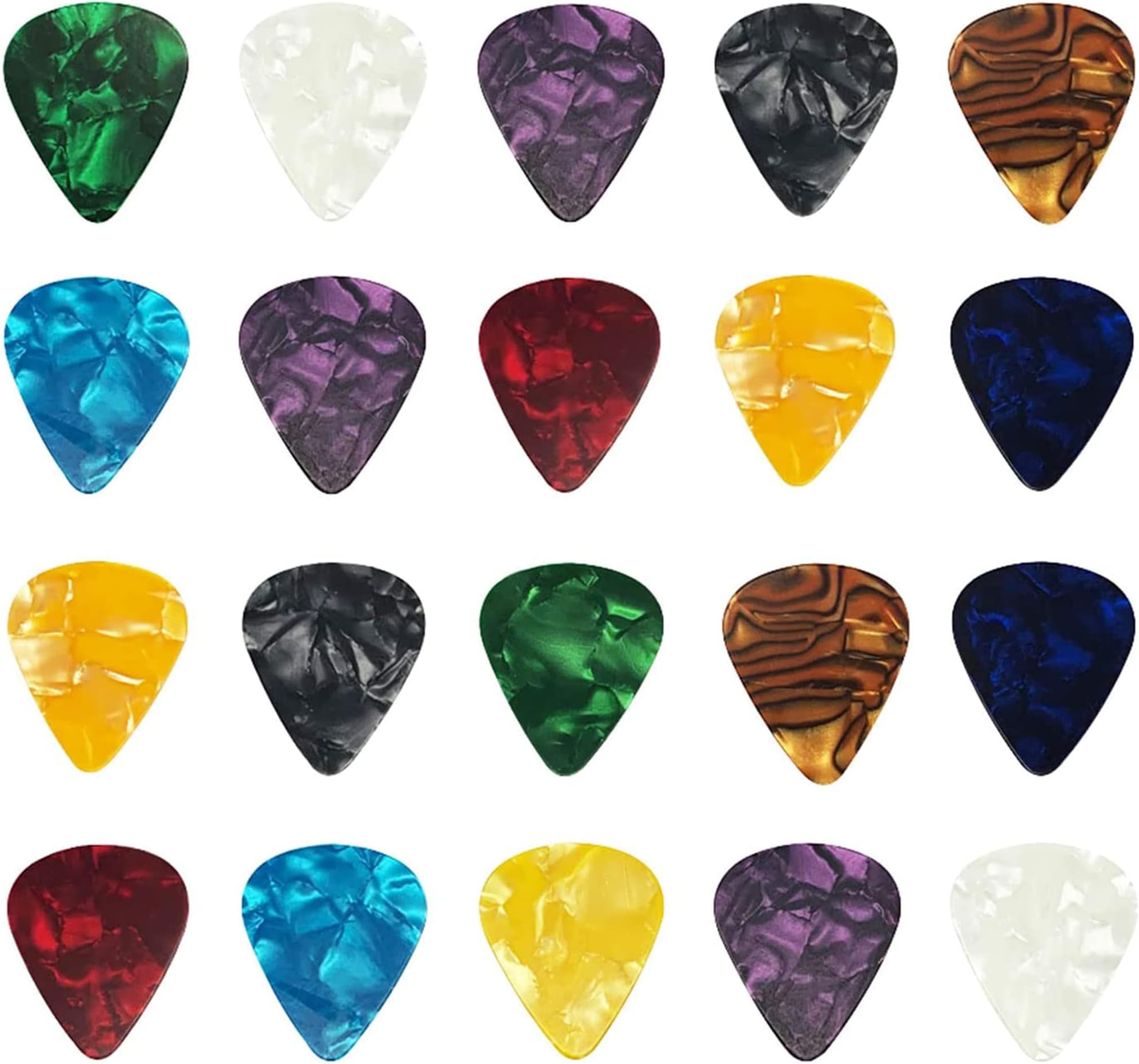 Guitar Picks,20 Pieces Guitar Pick,4 Different Thickness Non-slip Plectrums for Electric Acoustic Brass Guitar (0.5mm 0.75mm 1.0mm 1.2mm)