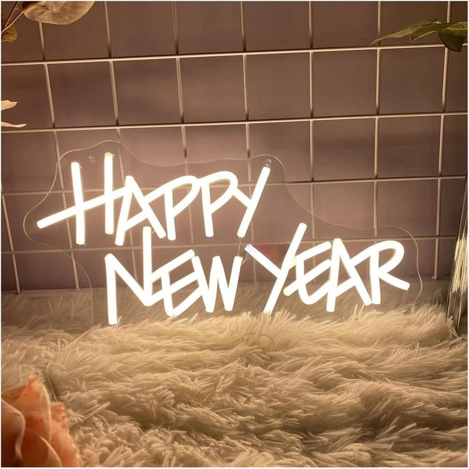 Aextroi neon Lights Sign for neon Lamp Happy New Year for Sign for Powered Dimmable Night Lights 20cm×40cm(A)