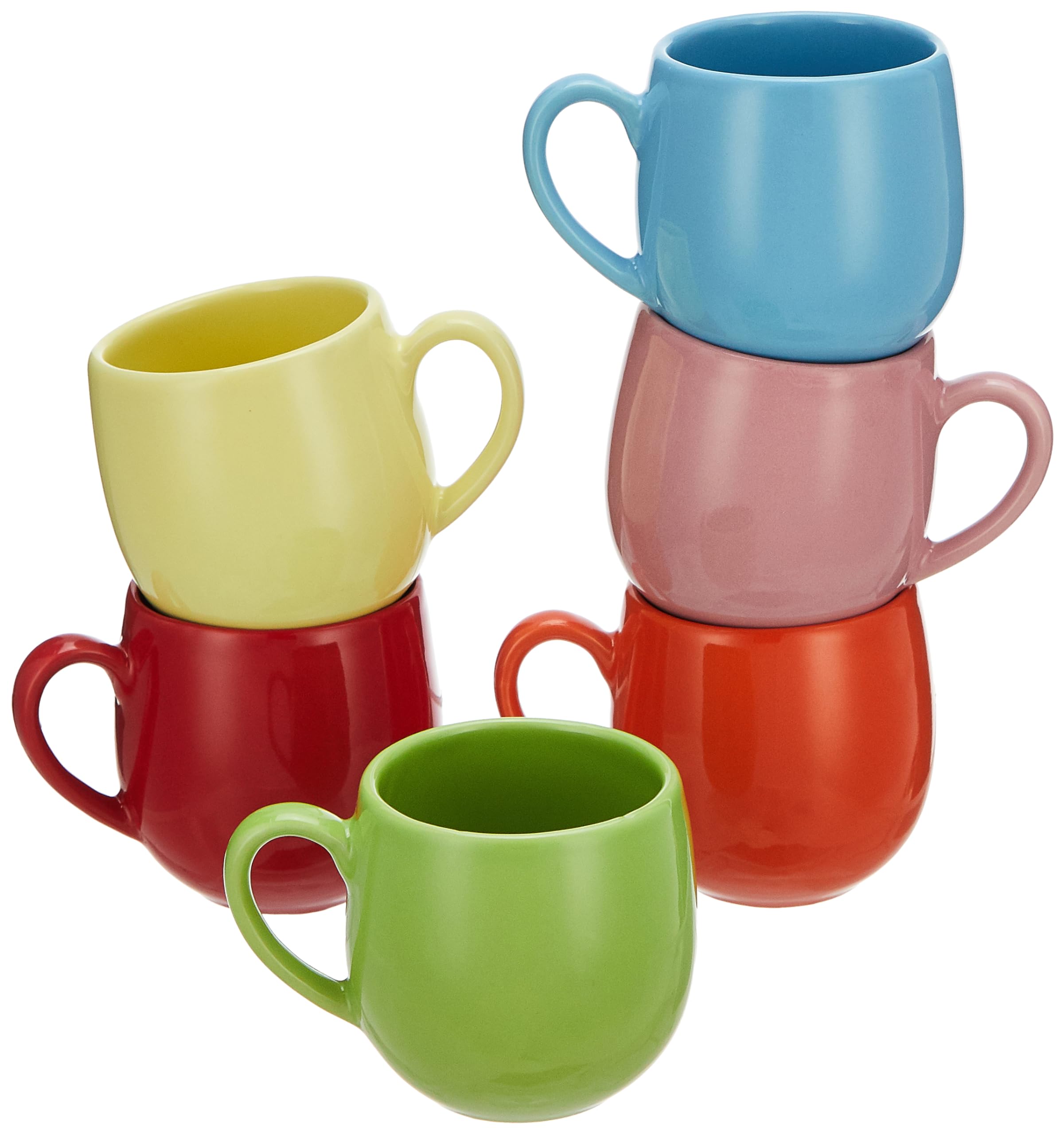 Solimo Ceramic Coffee Mugs | 100% Food Grade | Microwave Safe (180 ml, Set of 6, Multicolour) 1