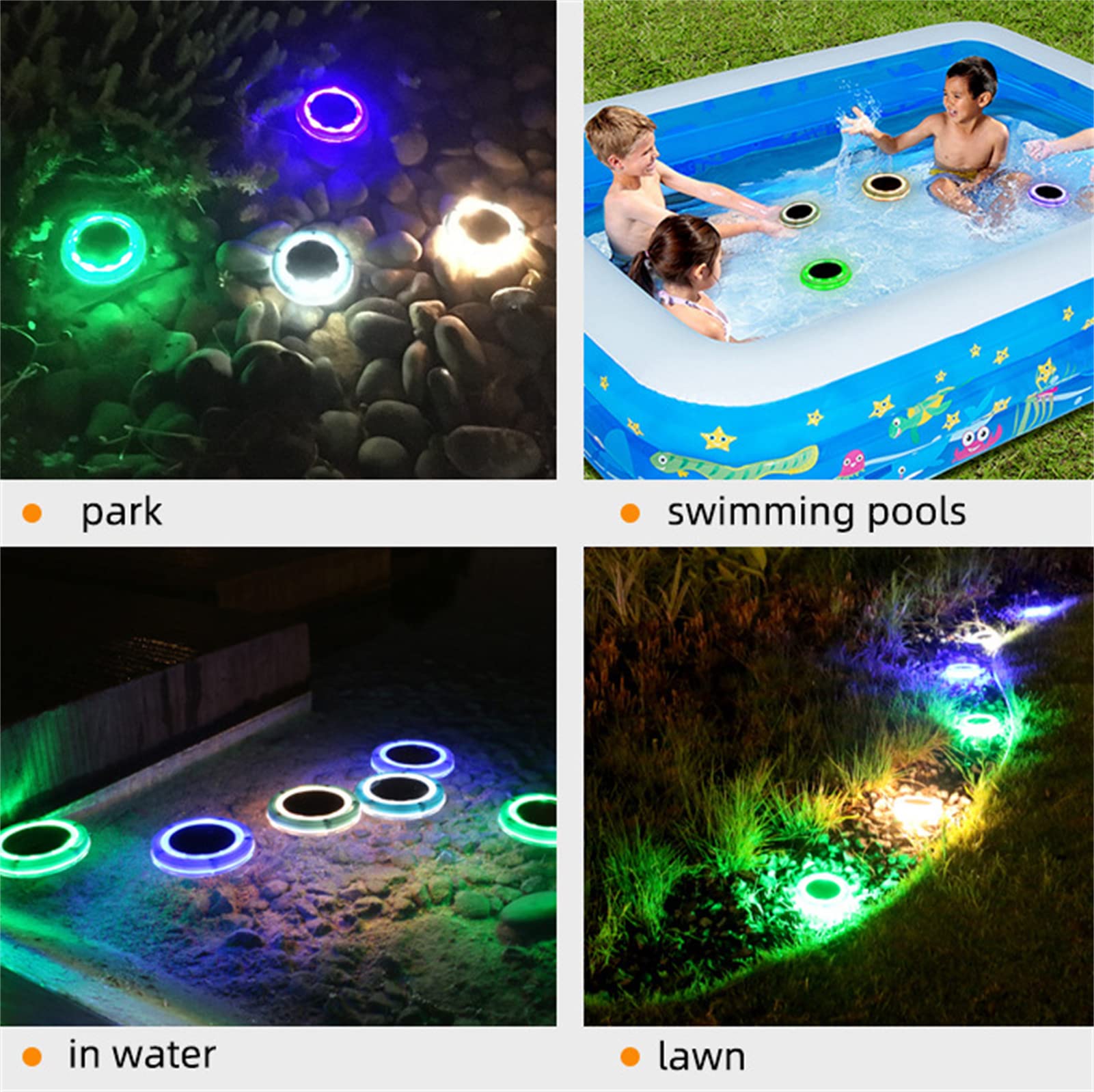 LED Poolbeleuchtung, IP68 Pool Beleuchtungen Unterwasser Pool, Solar Wasser Schwimmende Lampen Poollampe Solarlampe für außen Garten Rasen Teich Pool Brunnen Aquarium (4PCS)