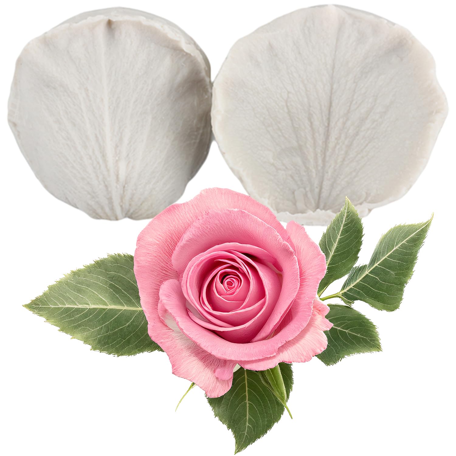 Rose Petals Silicone Fondant Mold Veining Petal Flower Mold for Sugar Craft Cake Decorating Cupcake Topper Candy Chocolate Polymer Clay Gum Paste