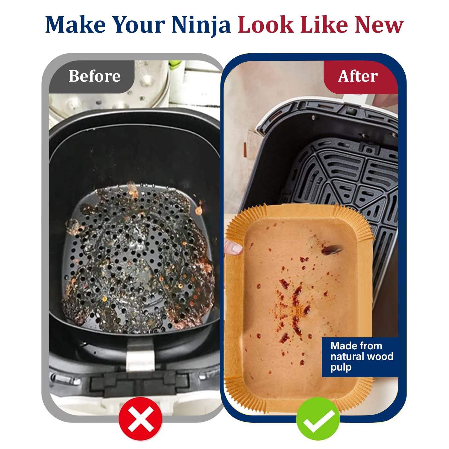 Carta Forno Per Friggitrice Ad Aria Ninja - 100 Pezzi 20x14cm | Antiaderente E Con Fori Per Aria - Foto 8