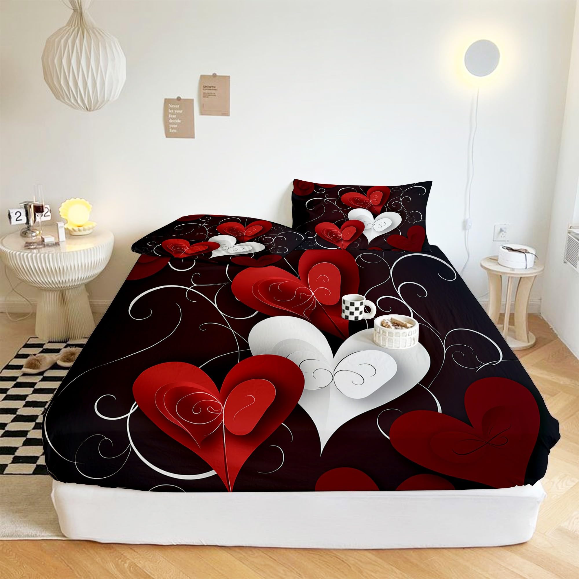 Drap housse matelas épais déco Saint Valentin pour sublimer votre chambre