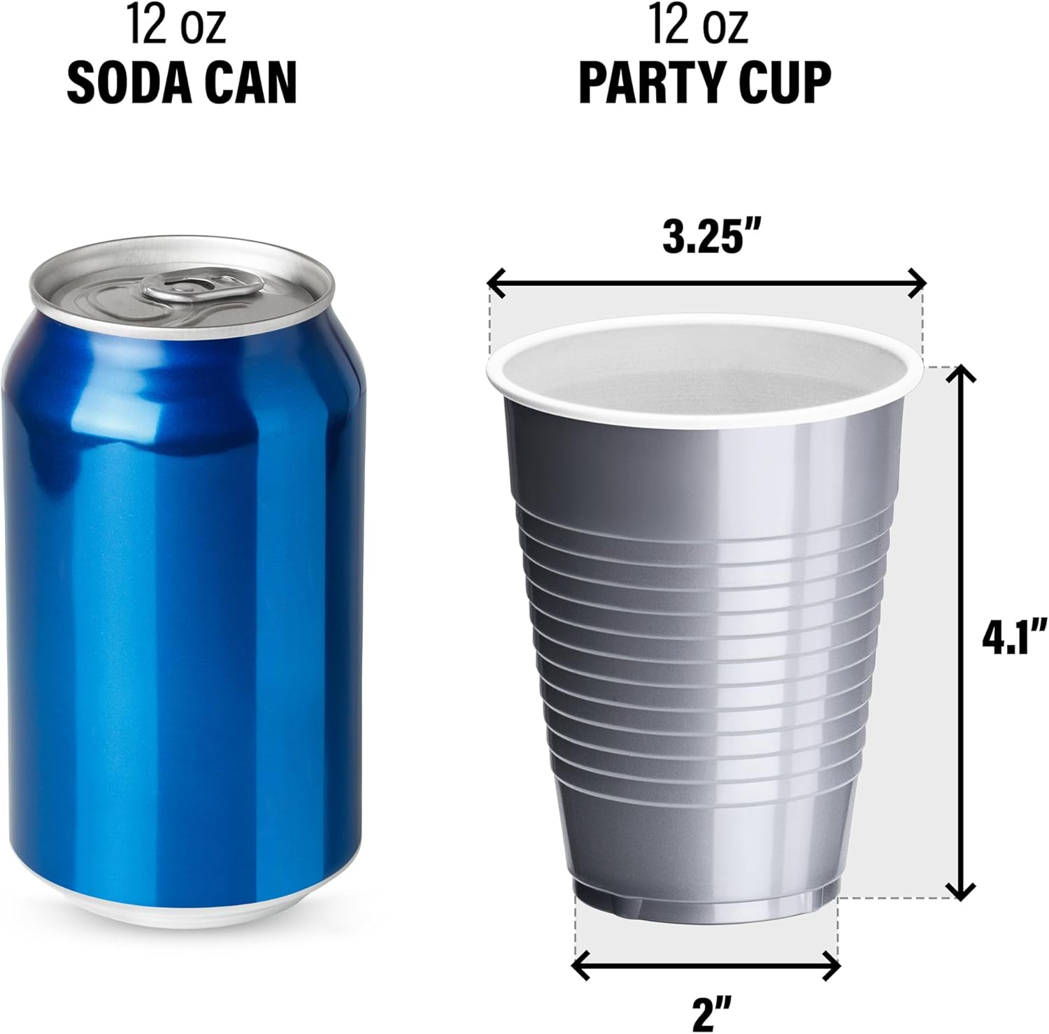 DecorRack Gray Plastic Cups, 12 oz Disposable Cups, Party Supplies (60 Count) - Image 2