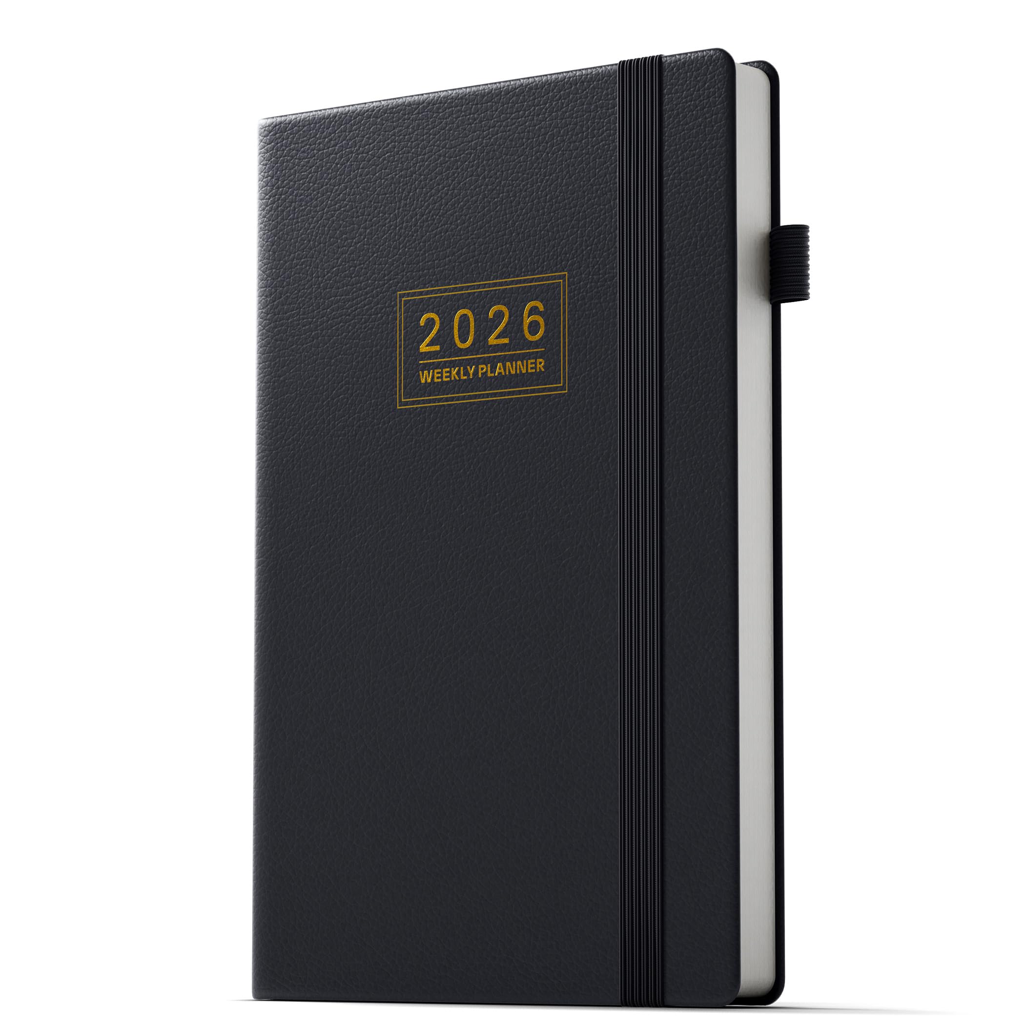 DeDe Bee Kalender 2026, weekplanner, agenda, boekkalender, A5, gebonden uitgave, dagboek, meertalig, 1 week 2 pagina's, januari 2026 - december 2026 (grijs