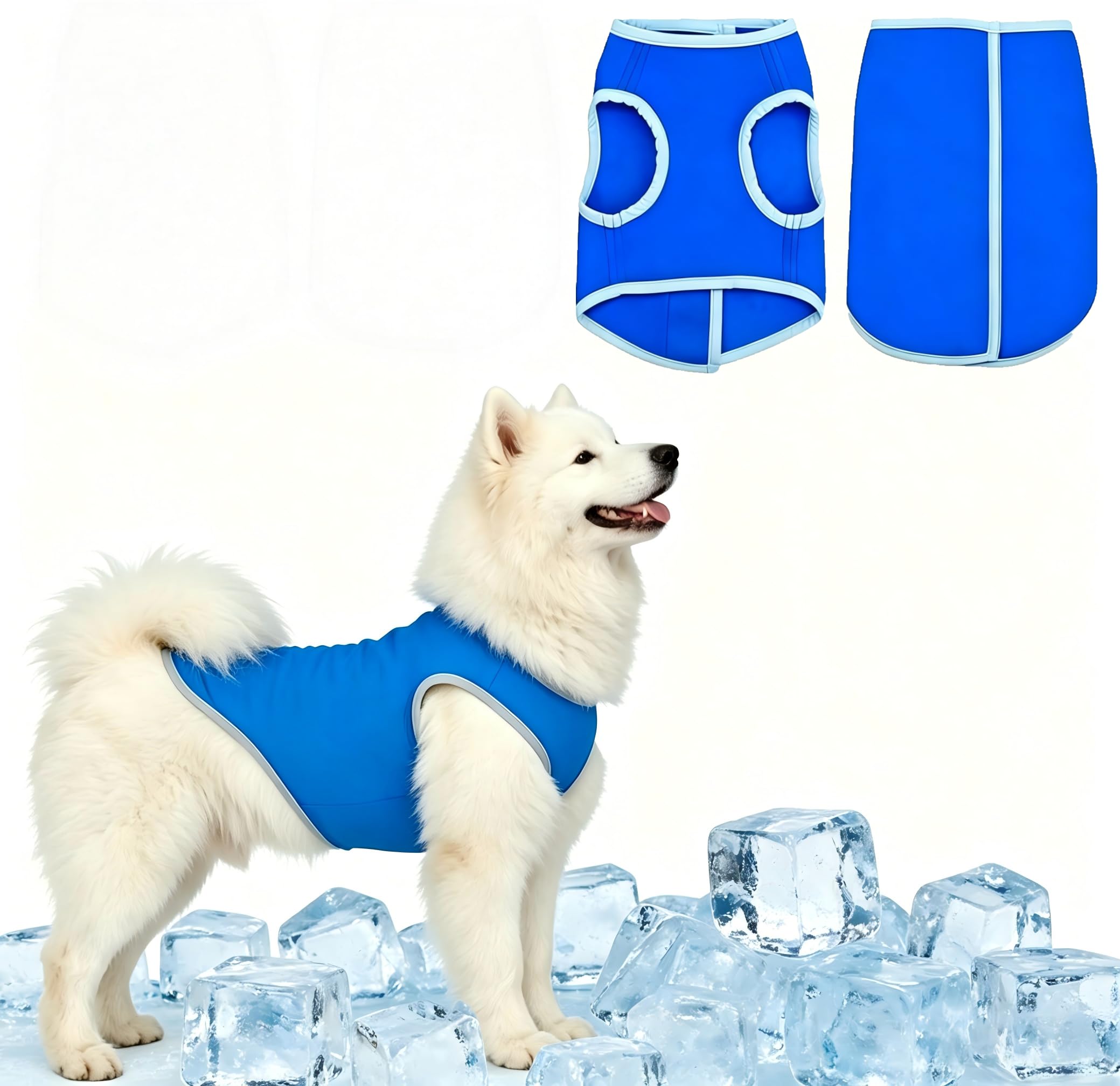 Ice Vest Dog Cooling Vest, Breathable Mesh Evaporative Cooling Jacket with Adjustable Velcro, Lightweight Reusable Cooling Coat for Small Medium Large Dogs, Summer Walking Hiking Training，S
