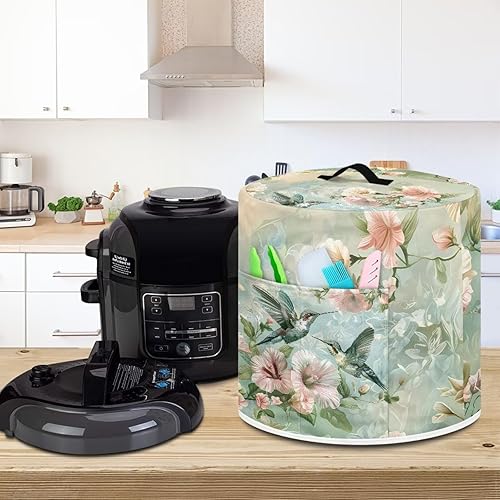 Miniatura 3 de Annejudy Funda para olla a presión de gallo floral para cocina, cubierta antipolvo para electrodomésticos pequeños con asa superior y bolsillo para