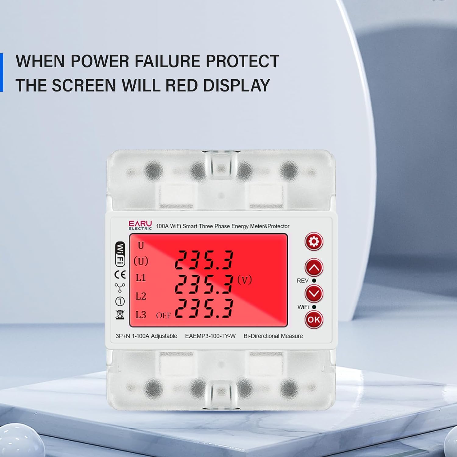 3 Phase AC380V 100A Tuya WiFi Smart Bi-Directional Energy Power kWh Meter Over Under Voltage Current Protector Relay Switch Current Limit Phase Squence Protector Voice Remote... - Image 5