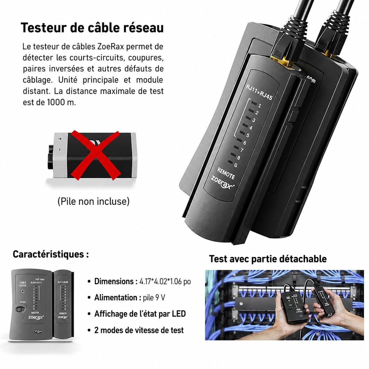 Outil de sertissage Cat7 RJ45, Cat 7 Cat6A, kit d'outils de sertissage réseau avec testeur de câble, dénudeur multiplié, lames, 50 connecteurs Cat 7 et bottes anti-traction