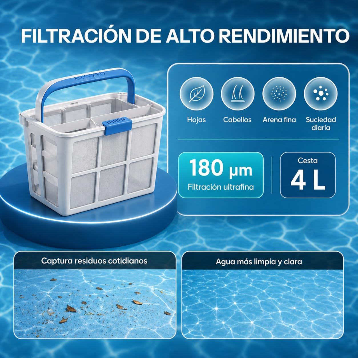 QD40 Robot limpiafondos Piscina sin Cable batería 120 min – Limpia Fondo, Paredes y línea de Agua, navegación Inteligente, Auto Parking, App Bluetooth, Filtro 4L Alta Capacidad