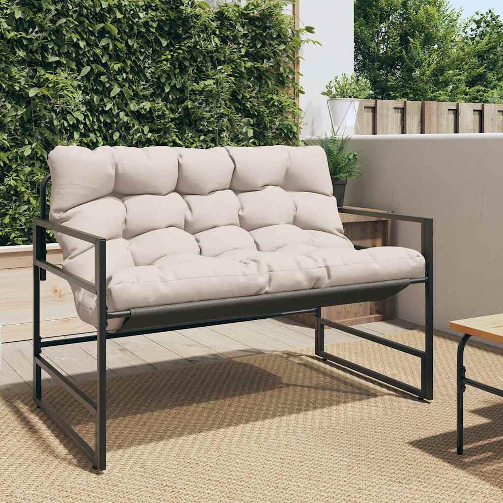 vidaXL Panchina da Giardino con Cuscino Tortora 113 cm in Acciaio, panca con cuscino, panca da esterno, panca da parco, panca da giardino 2 posti