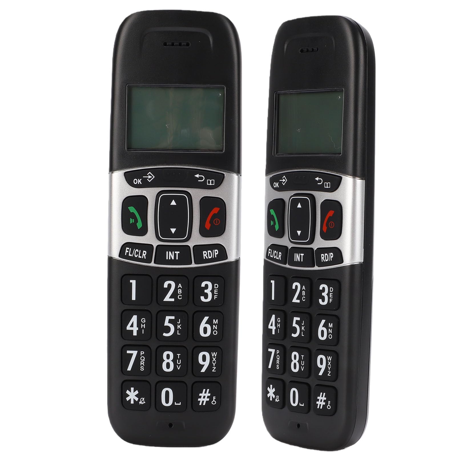 Luqeeg Telefono Cordless con Vivavoce DECT 6.0 Full Duplex, Telefono Cordless a 2 Ricevitori con Blocco Chiamate, per Casa (Spina europea)