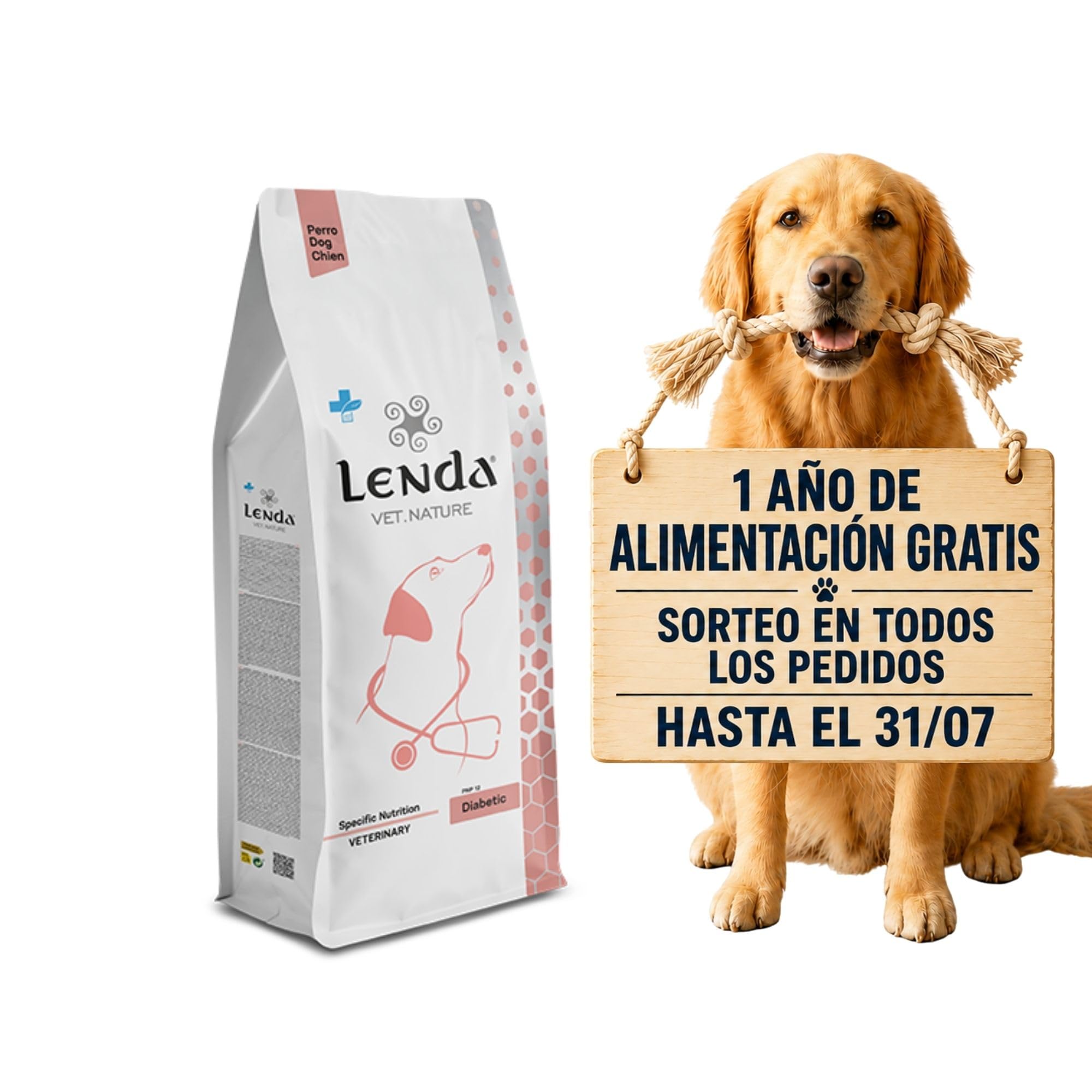 Lenda Vet Nature Diabetic 2Kg - Pienso Veterinario para Perros Adultos y Jovenes de Todas Las Razas con Diabetes y/o Colitis - Pienso Natural con Condroprotectores