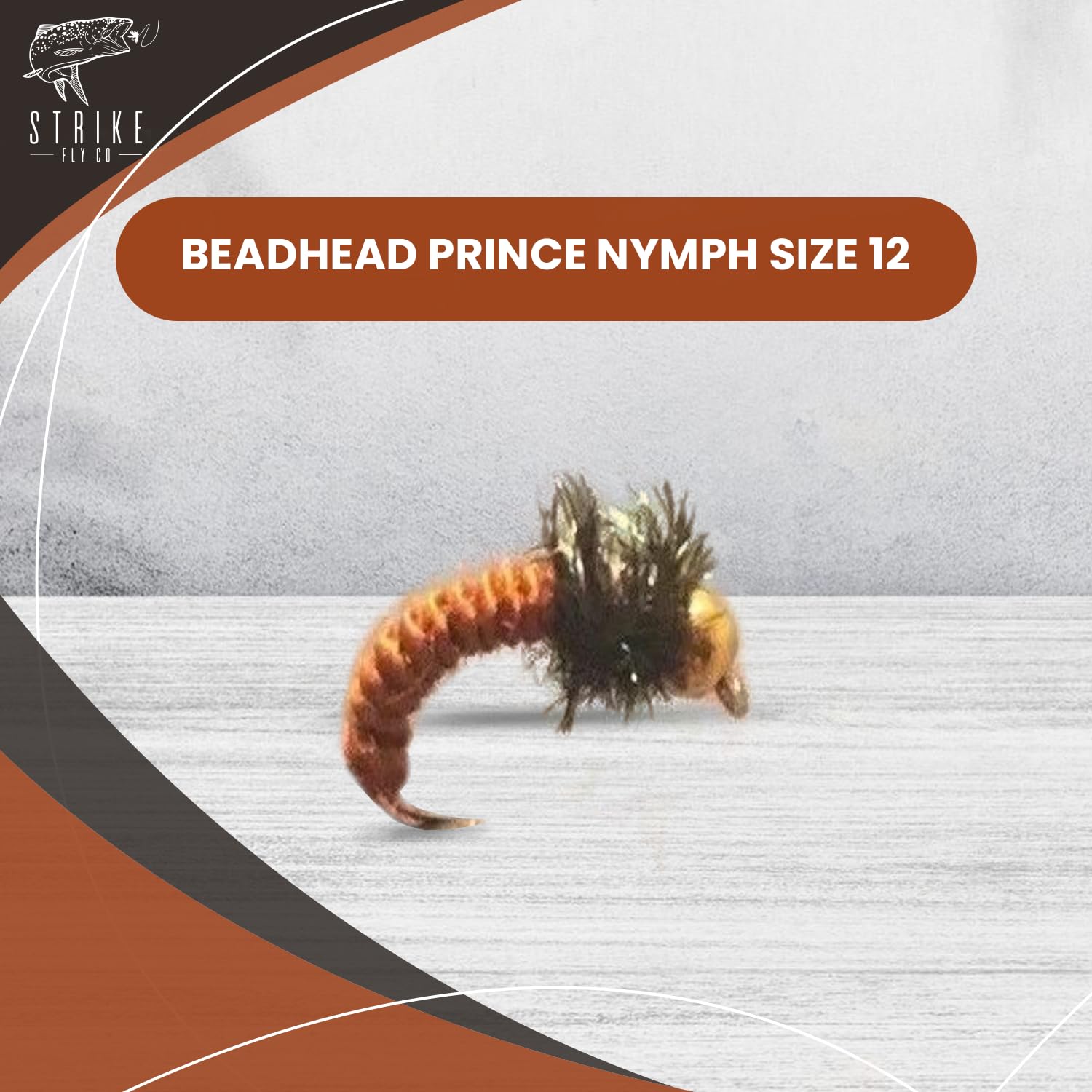 Strike Fly Beadhead Prince Nymph with Black Collar 1 Dozen - Nymph Fishing Flies Assortment - Size 12 Fishing Accessories - Versatile Hook Sizes - Expertly Tied Flies