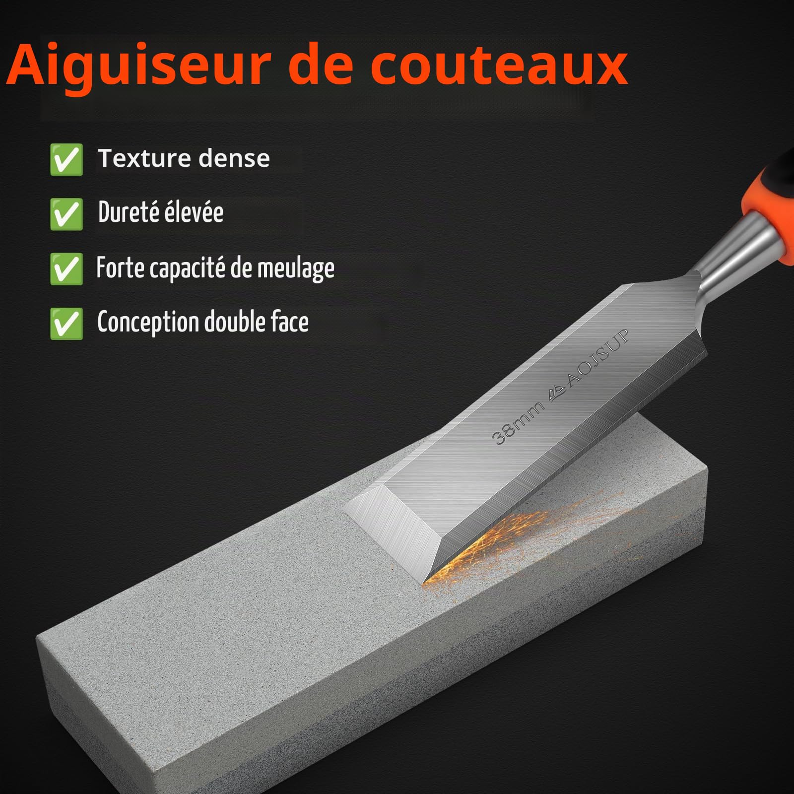 Ciseaux à Bois Professionnels, Set de Ciseau Comprend Ciseau à Bois 6 Pièces (6, 12, 19, 25, 32, 38 mm) et Pierre à Aiguiser, Jeu de Ciseaux à Bois Tranchants pour La Sculpture Sur Bois