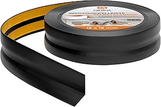Quest Plinthe Souple Autoadhésive - 15 mm x 15 mm - Bande de finition en PVC pour cuisine, salle de bain - Bande d'étanchéité - Flexible, Etanche, Décorative (Noir, 5m)