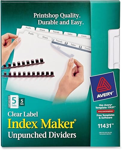Avery Clear etiqueta 5-Tab índice Maker separadores