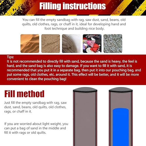 Miniatura 5 de VGEBY Bolsa de boxeo 3+1, bolsa de boxeo para taekwondo con cadena vacía, bolsa de entrenamiento para fitness, bolsa de arena para interior/jardín,