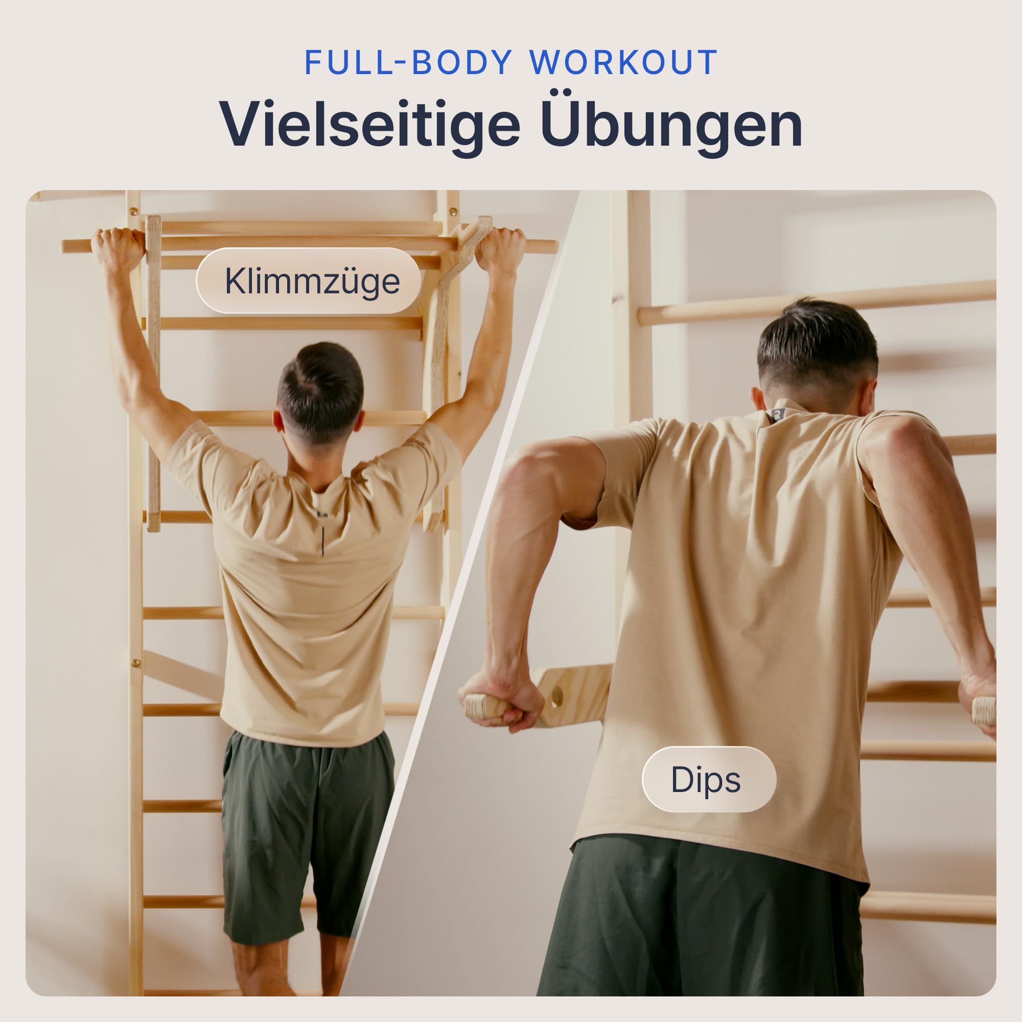 Sprossenwand für Erwachsene und Kinder - inkl. Klimmzugstange & Dip Extension - Kletterwand und Sprossenwand Kinderzimmer