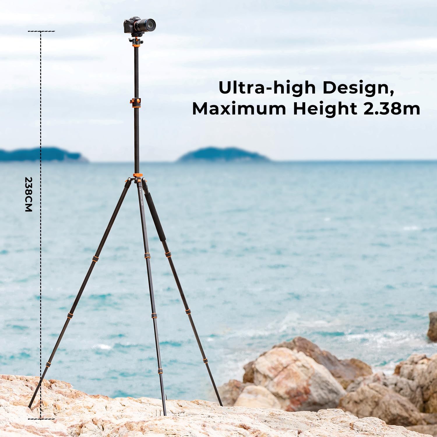 K&F Concept 238CM Stativ, T254A8(SA254T1) Kamerastativ mit verlängerten 90° Mittelsäulen, 360° Panorama Fotostativ mit Tragtasche, Tripod mit Schnellwechselpatte für Digitalkamera
