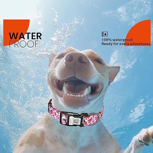 Miniatura 4 de Collares reflectantes para perros medianos, de nailon suave, camuflaje, color rojo rosa, talla M