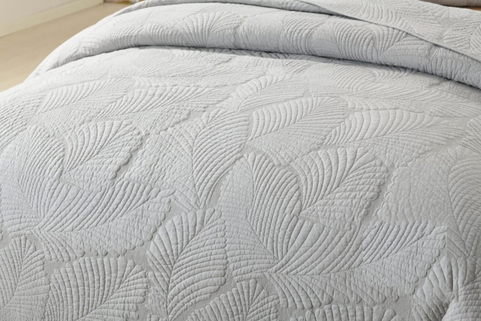 KISKIS Lujo Acolchado Colcha Ligero Reversible Bordada Sobrecama Juegos De Ropa De Cama + 2 Fundas De Almohada,Gris,Double 230x250cm