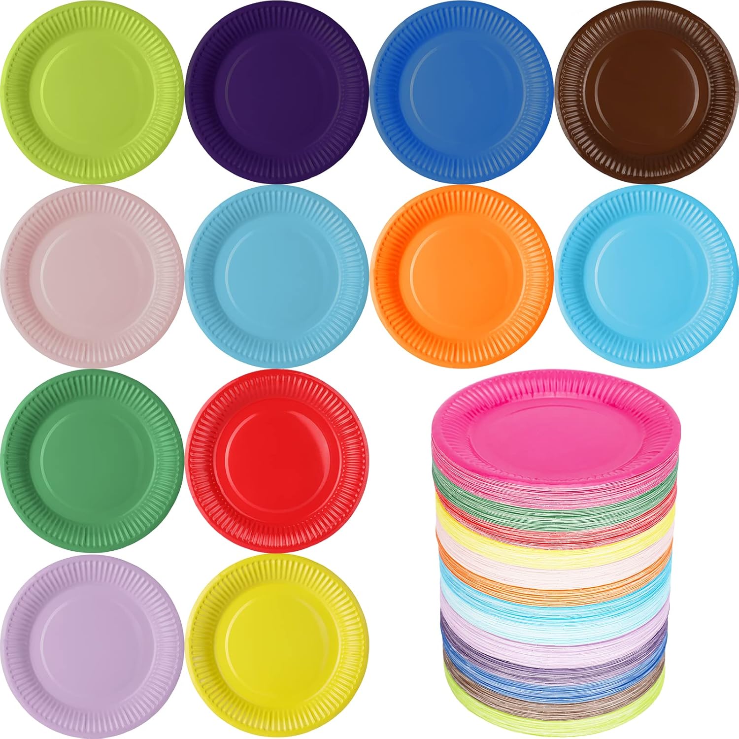 Tanlade 455 Pcs Paper Plate 7 Inch Disposable Plates Solid