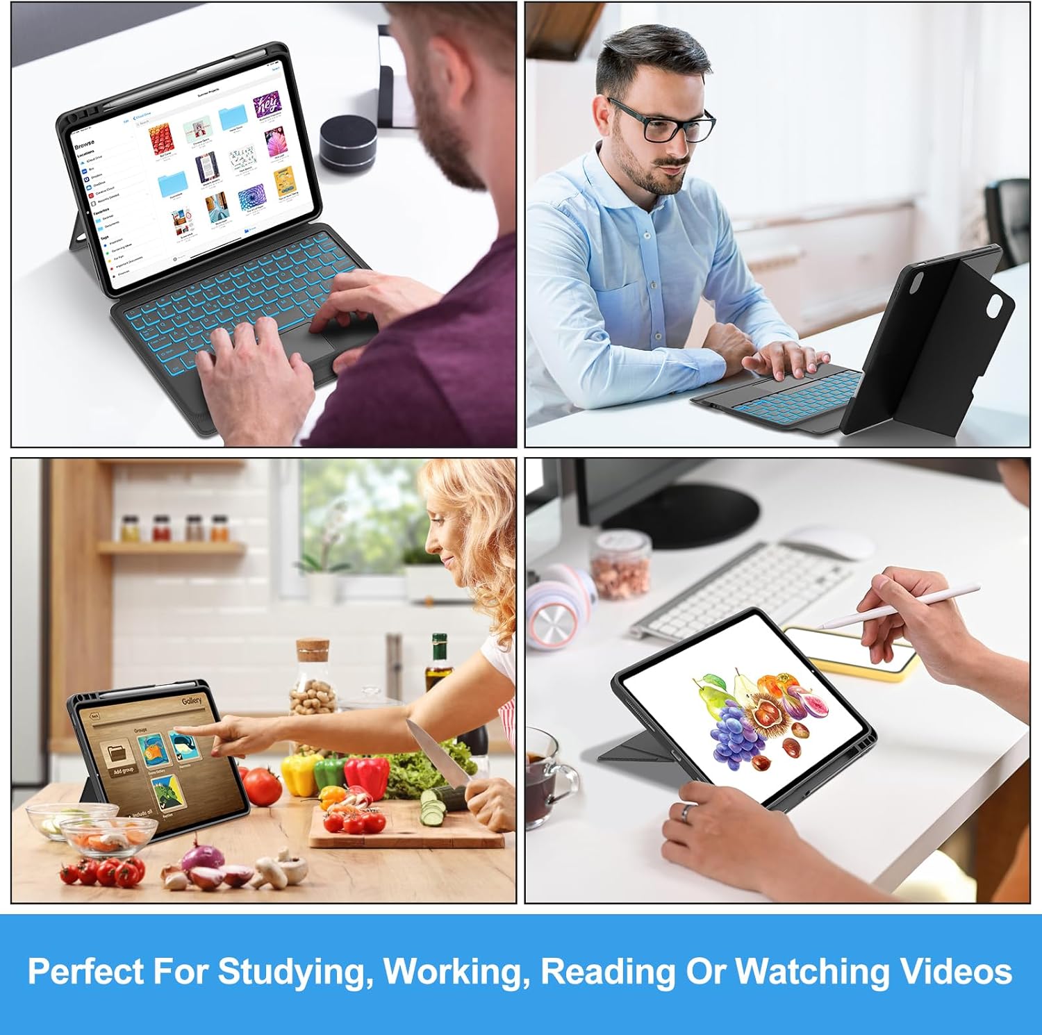 KVAGO ipad 10th/11th Generation case with Keyboard, 7 Colors Backlit, Multi-Touch Trackpad,Portrait/Landscape, Magnetic Detacha ipad a16 case with Keyboard Case, Black - Image 9