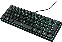 Vista 1 de DGG Teclado K60 61 teclas RGB retroiluminado 60 con cable ergonómico impermeable mini compacto 60 de sensación mecánica para PC Mac PS4 Xbox Gamer